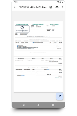 Relatório de Vendas por Serviços e Produtos