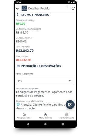 Informações Importantes sobre Pedidos e Clientes